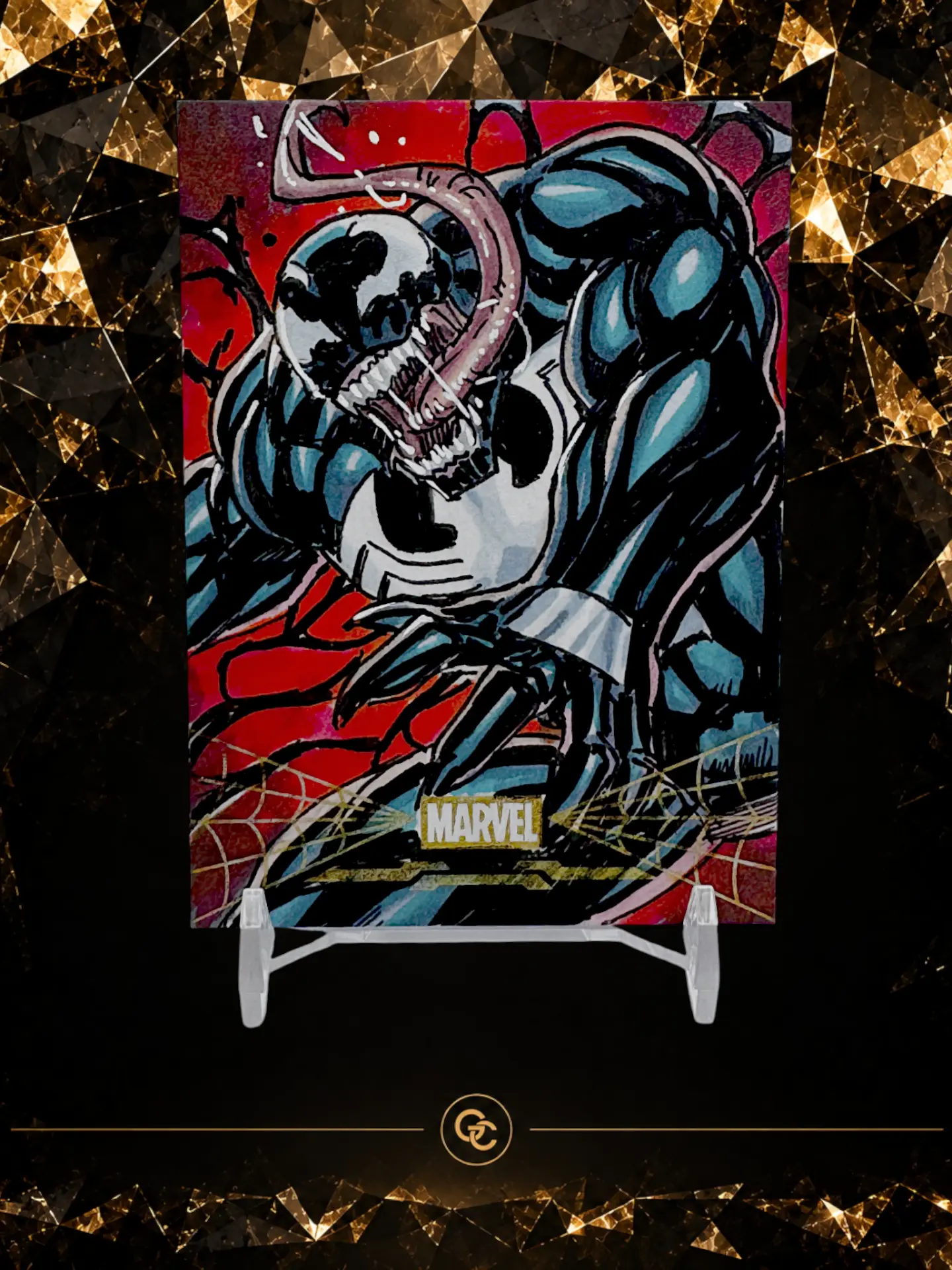 Carte Venom Marvel — sketch variant, illustrée avec le personnage en pleine action