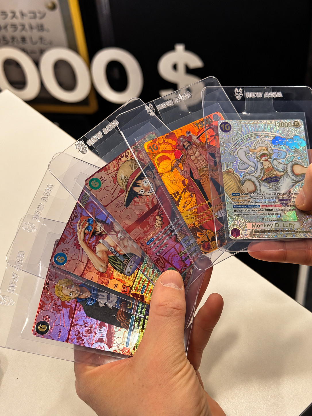 Cartes One Piece — Luffy Gear 5, Shanks, Ace et Sabo en illustration manga, versions françaises